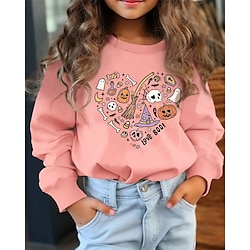 Light in the box Voor meisjes 3D Hart Grafisch Pompoen Sweatshirt Lange mouw Lente Herfst Modieus Basic Polyester Kinderen 4-12 jaar Strakke ronde hals Buiten Casual Dagelijks Normale pasvorm