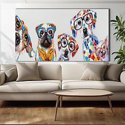 Light in the box groot handgeschilderd handgemaakt grappig dier familie canvas schilderij kunst dieren wanddecoratie kunst modern abstract hond vogels koe huisdecoratie geen lijst