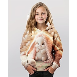 Light in the box Voor meisjes 3D Grafisch Konijn Trui met capuchon Lange mouw Herfst Winter Modieus Aanbiddelijk Basic Polyester Kinderen 4-12 jaar Capuchon Buiten Casual Dagelijks Normale pasvorm