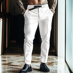 Light in the box heren 97% katoen taps toelopende broek zak elastische taille effen comfort zacht volledige lengte outdoor dagelijks uitgaan mode streetwear zwart wit micro-elastisch