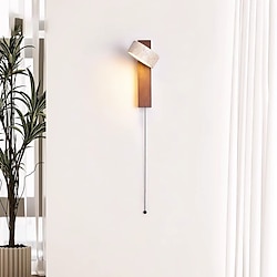 Light in the box led binnen wandlamp warm wit japanse wabi-sabi stijl gele travertijn wandlamp met trekkoord schakelaar creatieve crème wind lampenkap draaibare boomstam wandlamp warm guesthouse slaapkamer woon