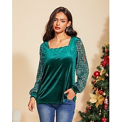 Light in the box Dames Tuniek Kerstmis Nieuwjaar Elegant Lange mouw Groen Lente Herfst