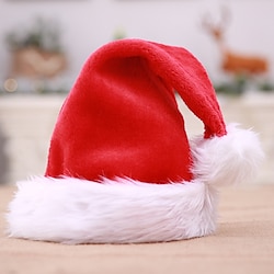 Christmas Hat with Long Plush Trim - Festive Holiday Decoration, Santa Hat for Christmas Parties and Events