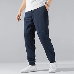 Light in the box Voor heren Fleece broek Joggingbroeken Jogger Broek Vrijetijdsbroek Trekkoord Elastische taille Plooien Effen Comfort Warm Volledige lengte Buiten Casual Dagelijks Sport Modieus Zwart Marineblauw