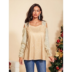 Light in the box Dames Tuniek Elegant Dagelijks Lange mouw Goud Lente Herfst