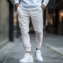 Light in the box Voor heren Joggingbroeken Broek Chinese Vrijetijdsbroek Zak Elastische taille Effen Comfort Zacht Volledige lengte Buiten Dagelijks Uitgaan Modieus Streetwear Zwart Wit Micro-elastisch