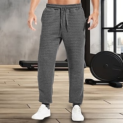 Light in the box Voor heren Joggingbroeken Jogger Broek Wafel broek Zak Trekkoord Elastische taille Effen Comfort Warm Volledige lengte Buiten Dagelijks Hardlopen Modieus Casual / sportief Zwart Marineblauw