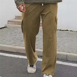 Light in the box Voor heren Cargohosen Corduroybroek Broek Cargo-joggingbroek Trekkoord Elastische taille Meerdere zakken Effen Draagbaar Buiten Dagelijks KamperenWandelen Modieus Klassiek Leger Groen Khaki