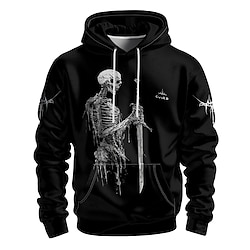 Men's Graphic Dark Hoodie Hoodies Sweatshirt Hoodie Long Sleeve Hooded Sweatshirt Hooded Vacation 3D Print Vacation Sports Outdoor Going out Black Printing Spring Fall Designer