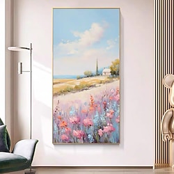 Light in the box groot handgeschilderd olieverfschilderij kleurrijke bloem zonsondergang gloed landschap wandkunst berg woonkamer wandkunst woondecoratie geen lijst