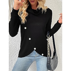 Light in the box Dames Overhemd Blouse Dagelijks Basic Casual Lange mouw Zwart Herfst Winter