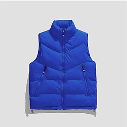 Light in the box Voor heren Donzen vest Vest Dagelijks Afspraakje Vakantie Modieus Casual Herfst winter Zak Polyester Thermisch Warm Comfortabel Effen Rits Opstaand Normale pasvorm Zwart blauw Bruin Groen Hesje