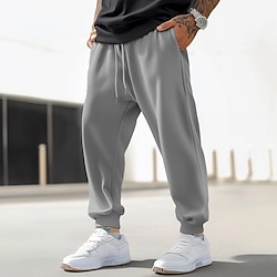 Light in the box Voor heren Fleece broek Joggingbroeken Broek Zak Trekkoord Elastische taille Effen Comfort Warm Volledige lengte Buitensporten Dagelijks Uitgaan Modieus Streetwear Zwart Wit