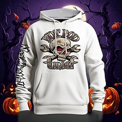 Light in the box Doodskoppen Voor heren Modieus 3D-afdrukken Trui met capuchon Buitensporten Streetwear Halloween Hoodies Wit Capuchon Zak 3D-afdrukken Herfst Winter Ontwerper Sweatshirt met capuchon