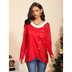 Light in the box Dames Tuniek Dagelijks Casual Lange mouw Rood Lente Herfst