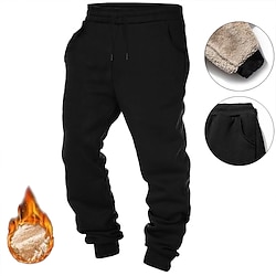 Light in the box Voor heren Sherpa Fleece broek Joggingbroeken Jogger Broek Trekkoord Elastische taille Effen Comfort Warm Volledige lengte Buiten Casual Dagelijks Sport Modieus Zwart Grijs