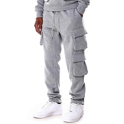 Light in the box Voor heren Fleece broek Joggingbroeken Jogger Broek Cargo-joggingbroek Trekkoord Elastische taille Meerdere zakken Effen Comfort Warm Volledige lengte Buiten Casual Dagelijks Modieus Streetwear Zwart