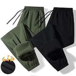 Light in the box Voor heren Fleece broek Joggingbroeken Jogger Broek Vrijetijdsbroek Trekkoord Elastische taille Effen waterdicht Comfort Volledige lengte Buiten Casual Dagelijks Sport Modieus Zwart Groen