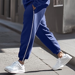 Light in the box Voor heren Fleece broek Joggingbroeken Jogger Broek Vrijetijdsbroek Vetoketju Trekkoord Elastische taille Effen Comfort Zacht Volledige lengte Buitensporten Dagelijks Uitgaan Modieus Streetwear Zwart