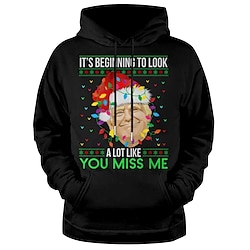 Light in the box Troef Lelijke kerst Voor heren Modieus 3D-afdrukken Trui met capuchon Buitensporten Feestdagen Streetwear Kerstmis Hoodies Zwart Capuchon Afdrukken Voorvak Lente Herfst Ontwerper Sweatshirt met