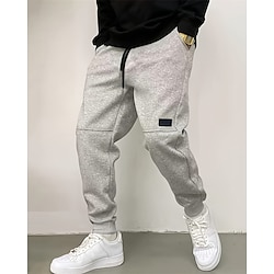 Light in the box Voor heren Joggingbroeken Jogger Broek Zak Trekkoord Elastische taille Effen Comfort Buitensporten Dagelijks Modieus Casual Zwart Lichtgrijs Micro-elastisch