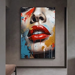 Light in the box met de hand geschilderde druipende lippen canvas handgemaakt meisje gezicht lip abstract vrouw muurdecoratie artistieke huisdecoratie muurkunst geen lijst