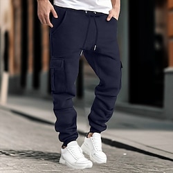 Light in the box Voor heren Cargohosen Broek Cargo-joggingbroek Elastische taille Meerdere zakken Elastisch manchet Effen Draagbaar Buiten Dagelijks KamperenWandelen Modieus Klassiek Zwart Geel