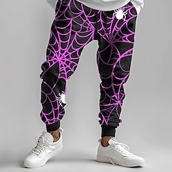 Light in the box Halloween spinnenweb Donkere Voor heren Joggingbroeken Jogger Broeken Zak Medium Taille Trekkoord elastische taille Feest / Avond Dagelijks gebruik Lente Herfst Winter 3D-afdrukken Normale pasvorm