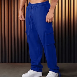 Light in the box Voor heren Joggingbroeken Jogger Broek Cargo-joggingbroek Zak Trekkoord Elastische taille Effen Comfort Buitensporten Dagelijks Modieus Casual Zwart Rood Micro-elastisch