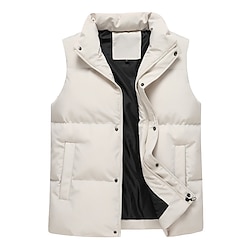 Light in the box Voor heren Donzen vest Vest Dagelijks Afspraakje Vakantie Modieus Casual Herfst winter Zak Polyester Thermisch Warm Comfortabel Effen Rits Opstaand Normale pasvorm Zwart Blozend Roze blauw Khaki Hesje