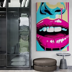 Light in the box handgemaakte rode lippen schilderij originele pop art groot canvas wandkunst abstract extra kleurrijk boven bed decor romantisch olieverfschilderij valentijnsdag cadeaus geen lijst