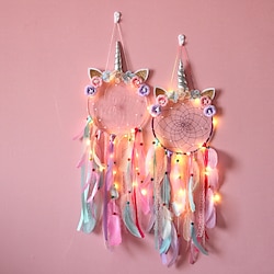 Image of accessori per la casa acchiappasogni decorazione da parete luce notturna acchiappasogni per camera da letto delle ragazze acchiappasogni con piume decorazione per la casa unicorno campanelli eolici Lightinthebox