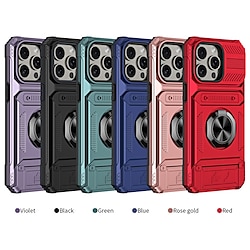 Phone Case For iPhone 16 Pro Max Plus iPhone 15 Pro Max Plus iPhone 14 Pro Max iPhone 14 Pro Max Plus iPhone 13 Pro Max Back Cover Ring Holder Magnetic Card Slot Retro TPU PC