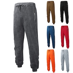 Light in the box Voor heren Joggingbroeken Jogger Broek Vrijetijdsbroek Trekkoord Elastische taille Zak met rits Effen Comfort Warm Volledige lengte Buiten Casual Dagelijks Sport Modieus Zwart Geel