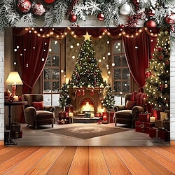 Christmas Decorations Hanging Tapestry Xmas Tree Wall Art Large Tapestry Mural Decor Photograph Backdrop Blanket Curtain Home Bedroom Living Room Decoration