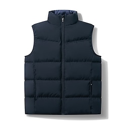 Light in the box Voor heren Puffervest Gewatteerd vest Dagelijks Afspraakje Vakantie Modieus Casual Herfst winter Zak Polyester Houd Warm Comfortabel Effen Kleur Rits Voorkant met knopen Opstaand Normale pasvorm