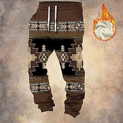 Light in the box Voor heren Tribal Cowboy Fleece joggingbroek Trekkoord elastische taille Vintage Casual Buiten Huis Dagelijks gebruik Zak Warmte-isolerend Winter 3D-afdrukken Zwart Marineblauw Bruin