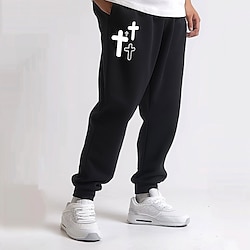 Light in the box Kruis Modieus Casual Voor heren Joggingbroeken Jogger Broeken Zak Medium Taille Trekkoord elastische taille Buiten Straat Dagelijks gebruik Lente Herfst Winter 3D-afdrukken Normale pasvorm Inelastisch