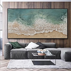 Light in the box Mintura handgemaakte zee golf landschap olieverfschilderijen op canvas wanddecoratie moderne abstracte strand landschap foto voor huisdecoratie opgerold frameloos ongespannen schilderij