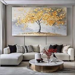 Light in the box groot 100% met de hand geschilderd gouden boom olieverfschilderij op canvas gouden bloem boom olieverfschilderij groot abstract getextureerd goudgeel leven boom wandkunst op maat moderne trendy