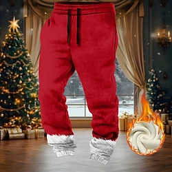 Light in the box Kerstmis Voor heren Effen Kleur Fleece joggingbroek Trekkoord elastische taille Casual Buiten Huis Feestavondkleding Zak Warmte-isolerend Winter 3D-afdrukken Rood