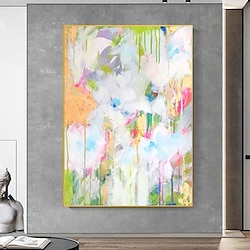 Light in the box handgeschilderd wit bloemen abstract schilderij met bladgoud hedendaagse roze kunstverf huisdecoratie voor woonkamer geen lijst