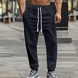 Light in the box Voor heren Joggingbroeken Jogger Broek Vrijetijdsbroek Trekkoord Elastische taille Voorvak Effen Comfort Zacht Volledige lengte Buiten Casual Dagelijks Modieus Streetwear Zwart Wit