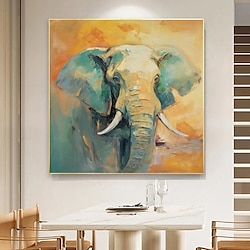 Light in the box handgeschilderde moderne kleurrijke olifant schilderijen op canvas abstract dier olieverfschilderij wilde dieren wandkunst woondecoratie gespannen frame klaar om op te hangen of zonder lijst