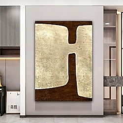 Light in the box handgeschilderd groot beige abstract schilderij textuur goudfolie schilderijen bruin minimalistisch beeld mid century modern wll kunst huisdecoratie geen lijst