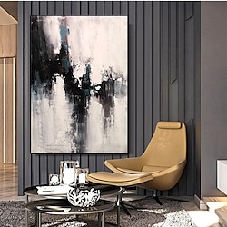 Light in the box handgeschilderd groot abstract origineel mes schilderij op canvas moderne zwart-wit textuur wandkunst woondecoratie voor woonkamer als cadeau geen lijst