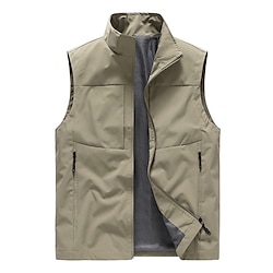 Light in the box Man Puffervest Vest Gewatteerd vest Visvest Sport Outdoor Sport Lente, Herfst, Winter, Zomer POLY Sport Effen / effen kleur Rits Koningin Anne Dri-Fit Zwart Ivoor Donker Marine Khaki Hesje