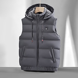 Light in the box Voor heren Pufferjas Puffervest Vest Gewatteerd vest Dagelijks Afspraakje Vakantie Modieus Casual Herfst winter Zak Polyester Houd Warm Comfortabel Effen Rits Capuchon Normale pasvorm Zwart blauw