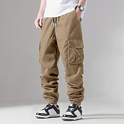 Light in the box Voor heren Cargohosen Jogger Broek Wijde broek Straat Casual / Dagelijks Casual / Dagelijks Effen / effen kleur Volledige lengte Casual Hiphop Sportkleding Zwart Khaki Inelastisch