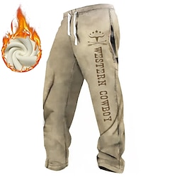 Light in the box Cowboy Vintage Casual Voor heren Jogger Fleece joggingbroek Zak Broek met rechte pijpen Warmte-isolerend Trekkoord elastische taille Buiten Huis Straat Winter 3D-afdrukken Normale pasvorm Inelastisch